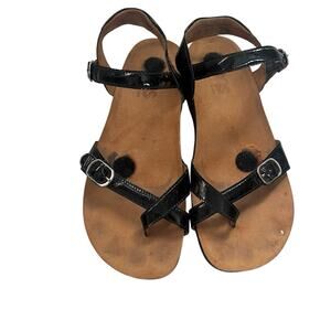 SAS Black Patent Leather Comfort Sandals Size 9 M, Made in USA, Tropical, Summer